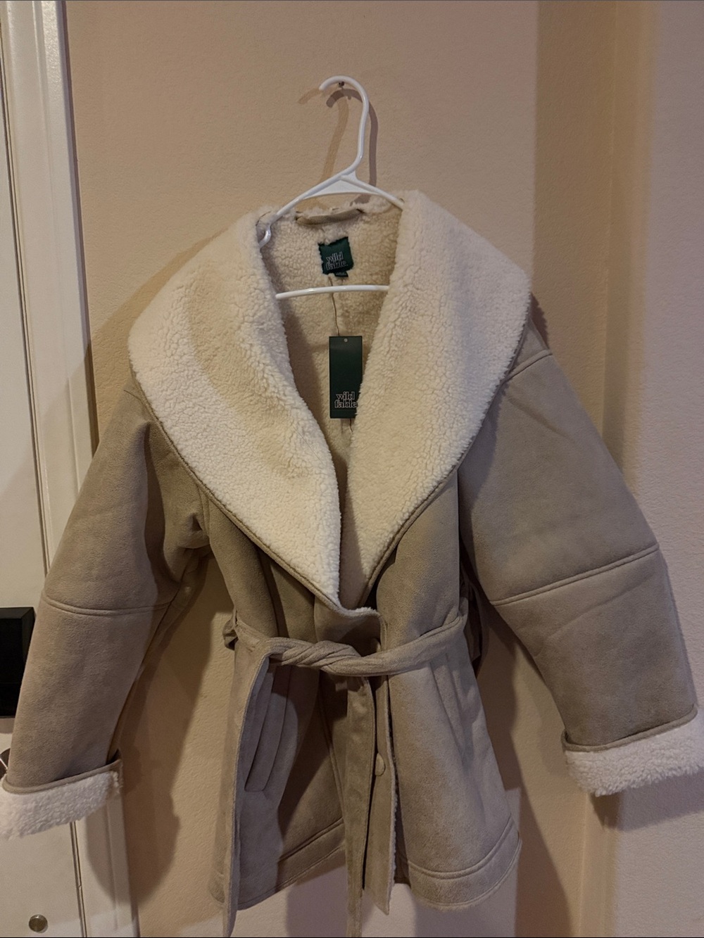 wild fable Cream Sherpa-Lined Belted Teddy Jacket